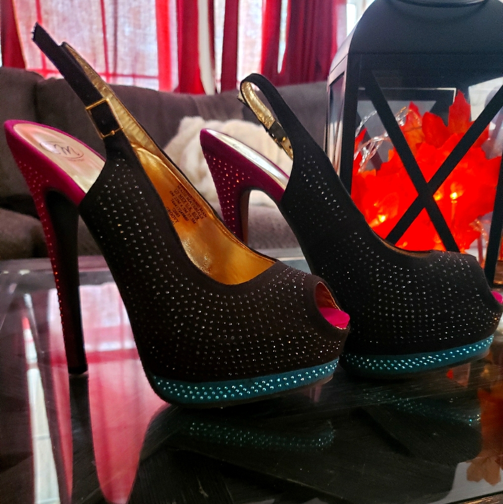 Sparkle peep toe heels